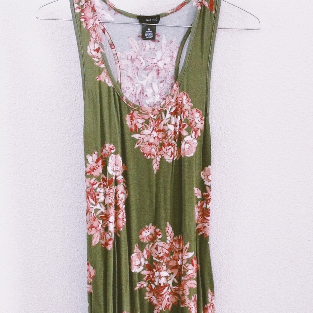 Green Maxi Floral Print Summer Dress